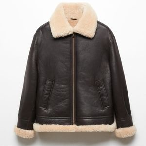 Mango Beyon Shearling-lined coat leather jacket